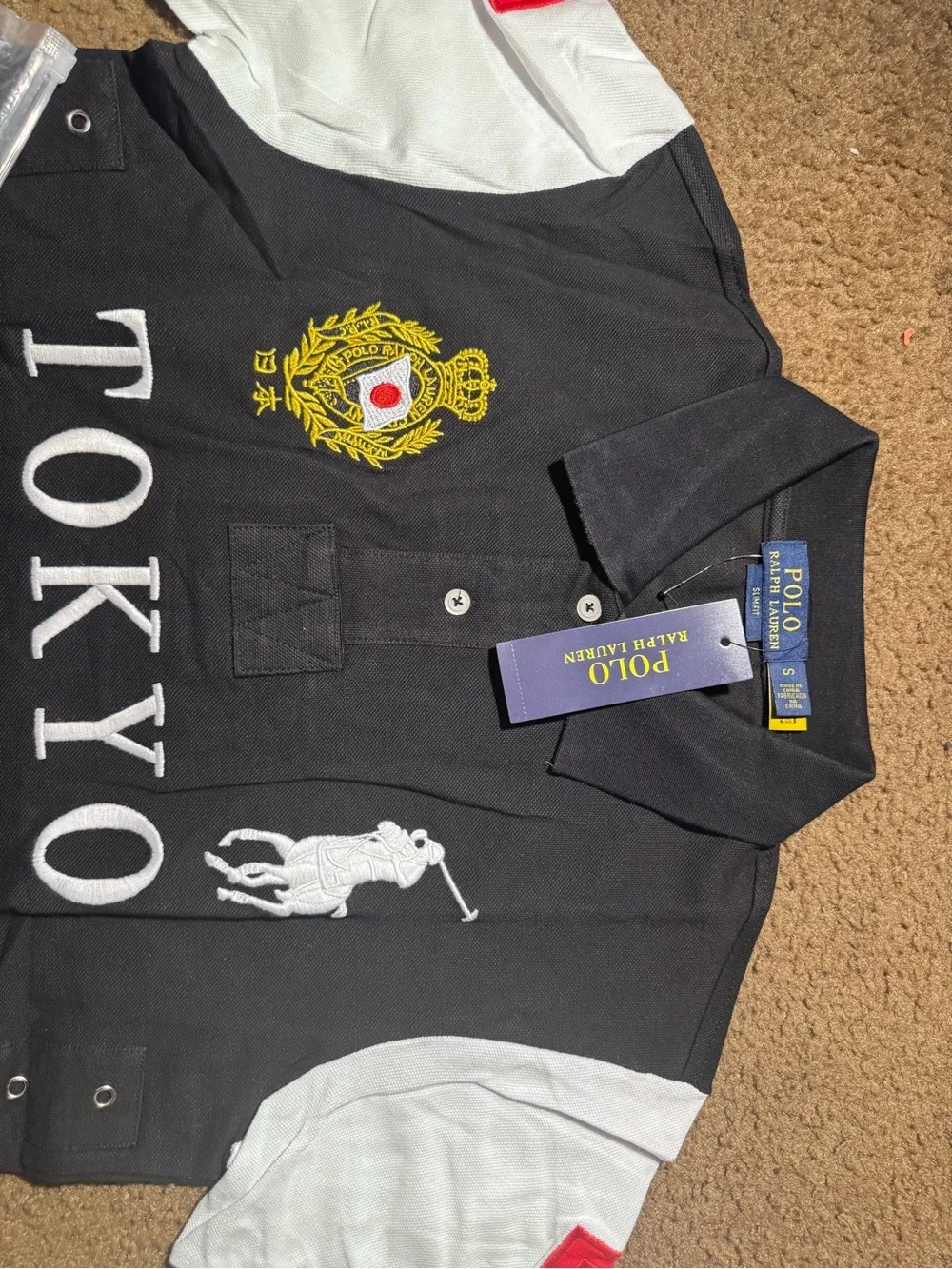 Ralph Lauren Polo Tokyo Black White Red Crest Embroidered Shirt